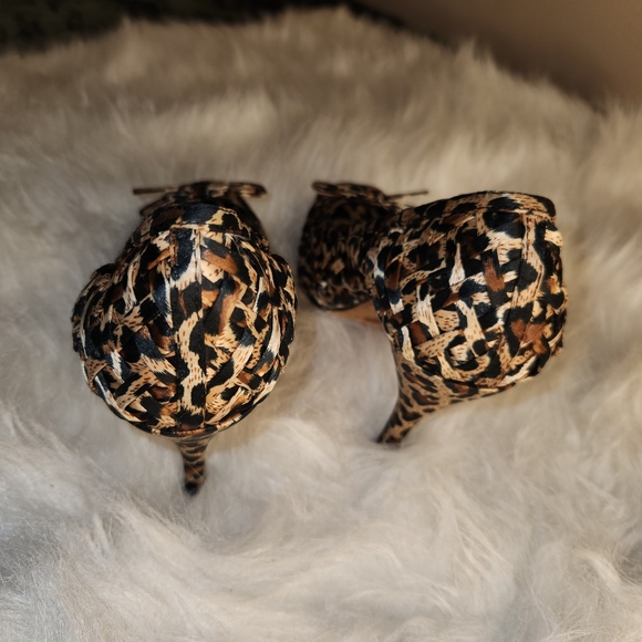 ALDO Leopard Print Open Toe Mesh Heels - Picture 5 of 7